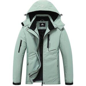 Women's Snow Ski Hooded Jacket Coat Green Winter Warm Waterproof Snowboarding